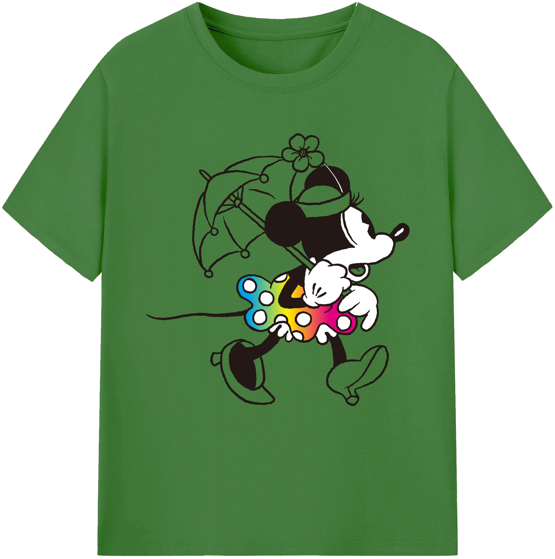 （画像用） ミッキーマウス Mickey Mouse レディースカジュアルプリントTシャツ（綿100％）
